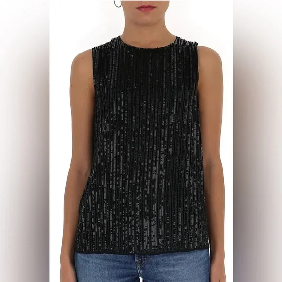 COPY - Max Mara Sequins Sleeveless Black Top Size 10 (Medium) NWT - Picture 1 of 14
